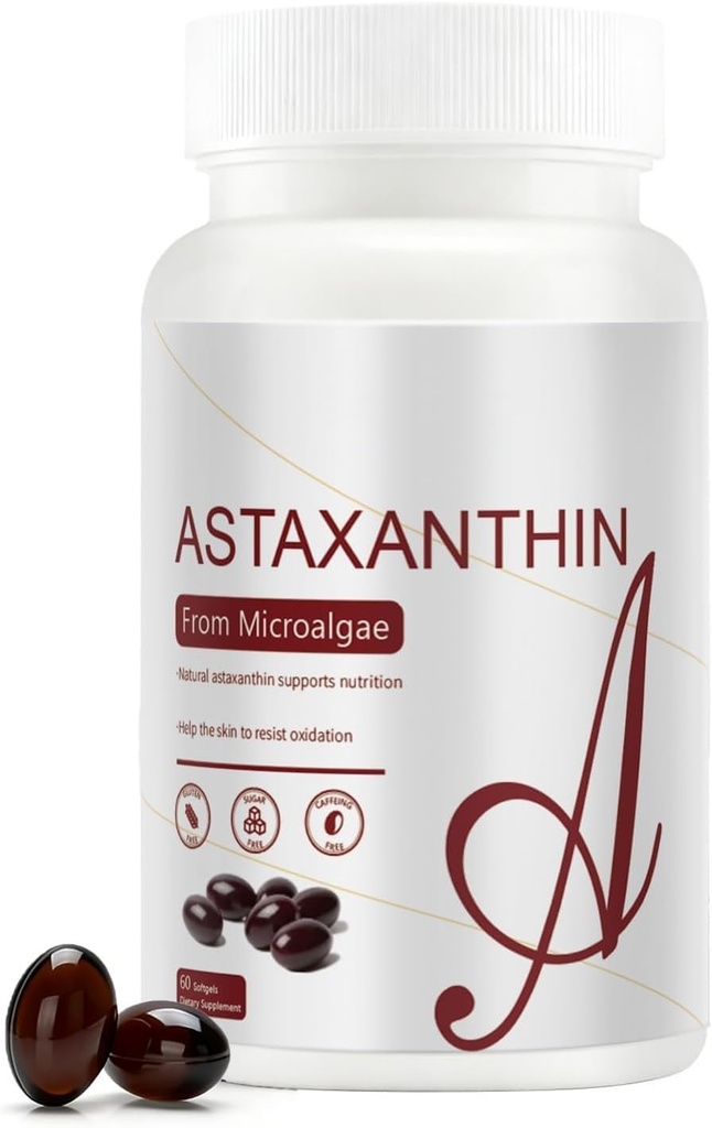 Astaxanthin 12 mg | Natural Microalgae | 60 Softgels (2-Month Supply) | Swallow, Non-GMO, Soy-Free