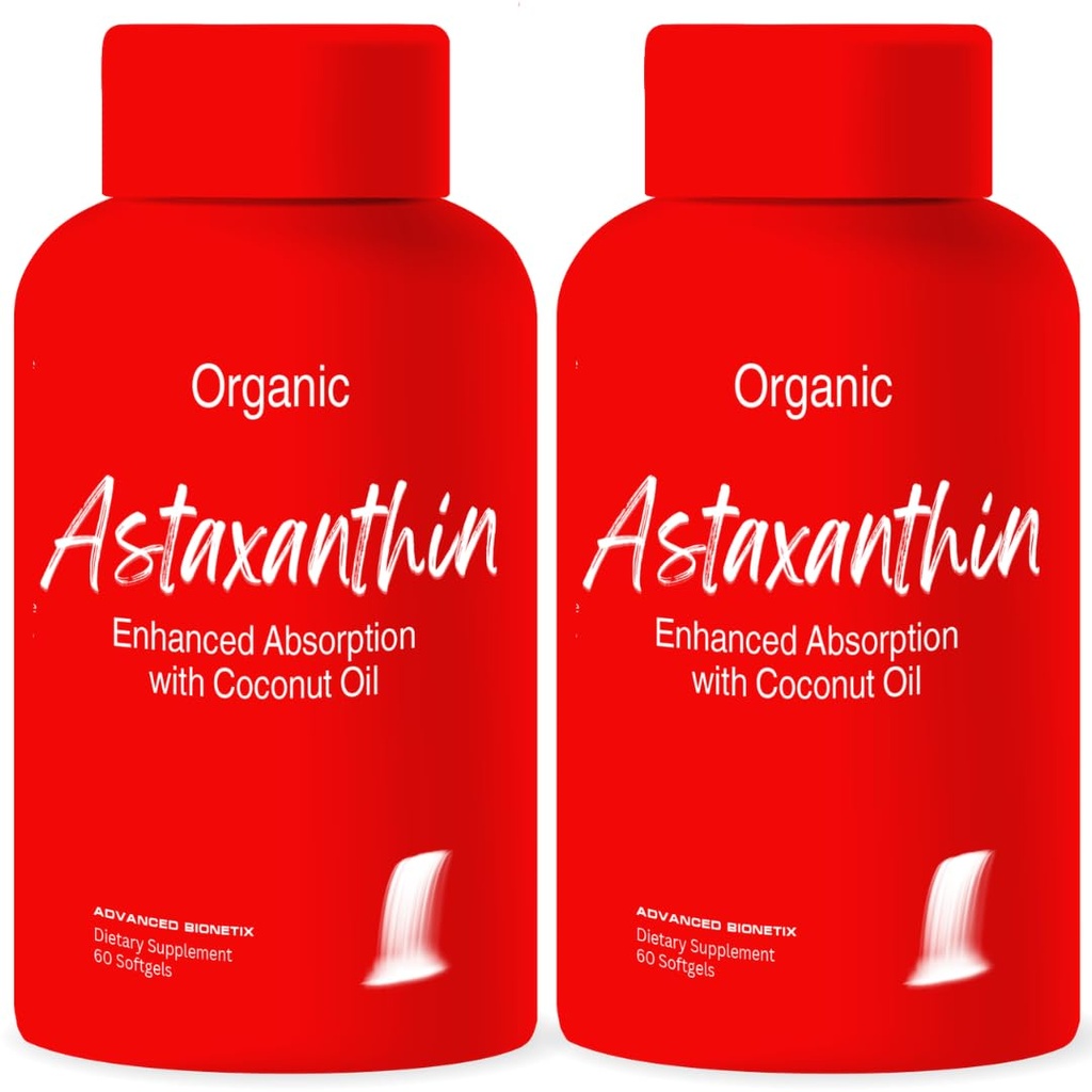 Gelişmiş Biyonetix 2 Pack Triple Strength AstaQuilTM Astaxanthin 12 mg Yüksek Biyoavailability Formula, 120 Softgels Organik Buhar Petrolü Gelişmiş Absorpsiyon için. Güçlü Antioksi Eye Joint Heart Health