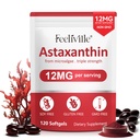 Astaxanthin Supplements, Premium Astaxanthin 12 mg Antioksit Aktivitesi, Destekler Göz, Ortak, Immune, Skin Health, Internal Circulation, 1Pack(120 Softgels), Non-GMO & No Gluten