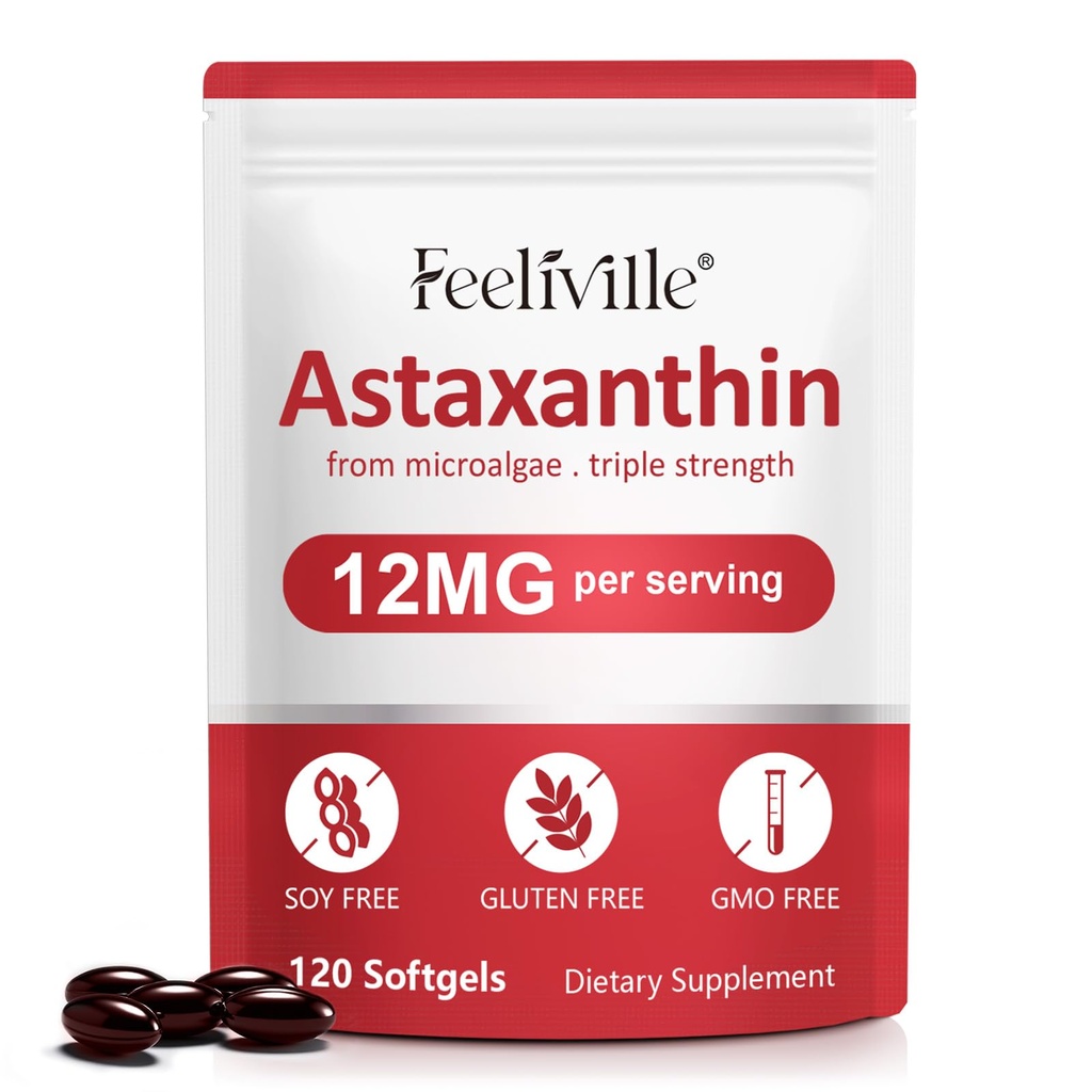 Astaxanthin Supplements, Astaxanthin 12 mg, 120 Softgels Antioxy Astaxantina Supplement for Eye, Skin, Joint & Immune Health, Supports Internal Circulation & No Gluten
