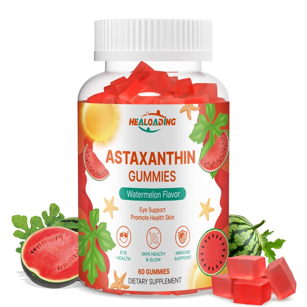 Astaxanthin 12 mg Supplements Gummies: Antioksi Supplement to Support Eye, Skin, Joint & Immune System Health Non-GMO & Gluten-Free (60 Gummies)