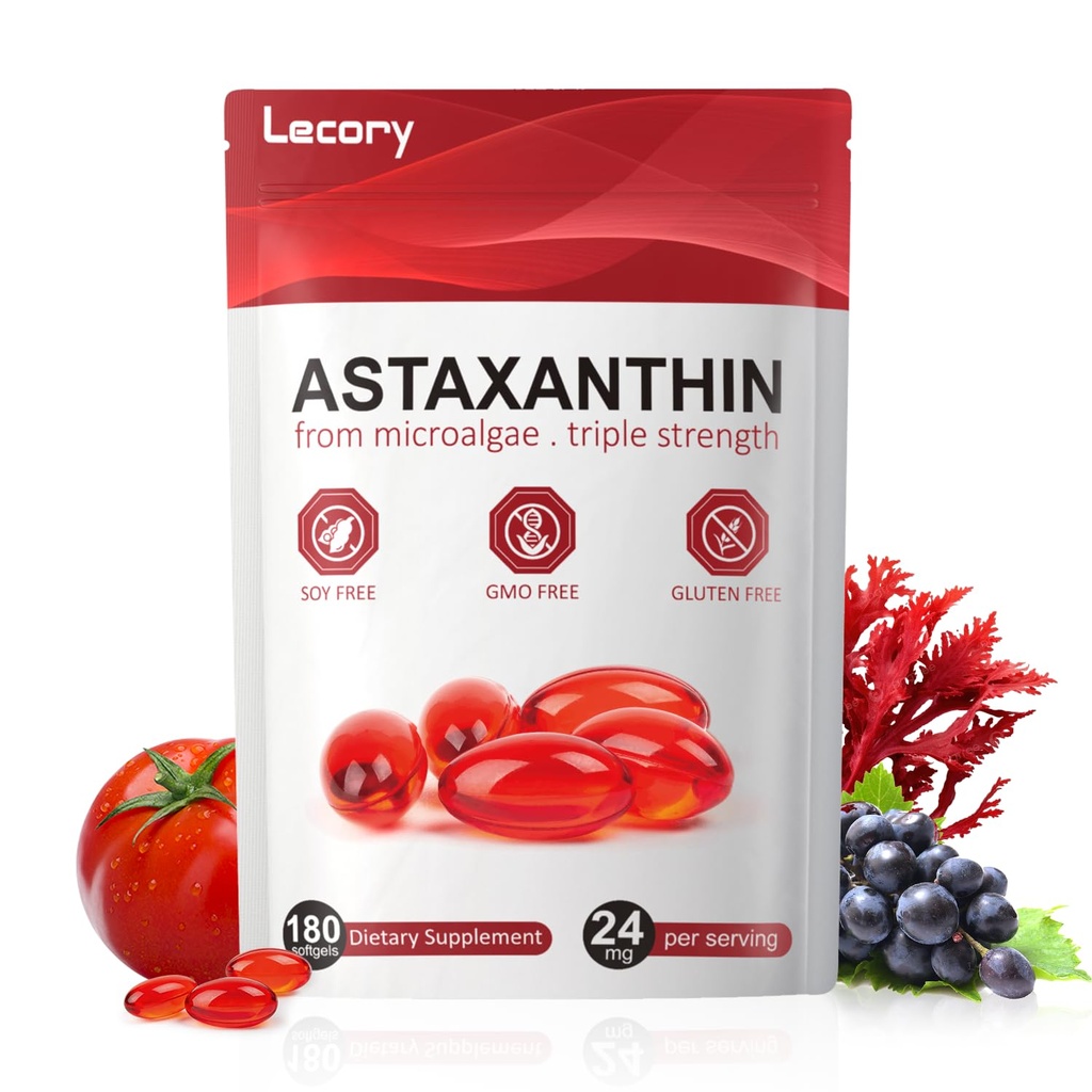Astaxanthin 24 mg, 180 Softgels | 6 Moon Supply of Premium Antioxy | Triple Strength for Eye, Immune, Skin & Circulation Support | Easy to Swallow, Non-GMO, Soy Free