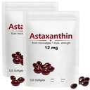 2pack Astaxanthin 12mg, 120 Softgels, Max Strength Antioksit Oil, Natural Formula, High Abors for Eye & Skin Support, Natural Formula, Non-GMO, Gluten Free