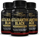 FREZZOR Astaxanthin Black, UAF1000+ Super Antioksi, Supports Heart, Eye & Brain Health, Anti-Aging Skincare & Cellular Protection, 12 mg Astaxanthin per Serve, 180 Softgels, 3 Ay Supply