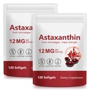 Ασταξανθίνη 12mg, 120 Softgels, (2Pack)Premium Ασταξανθίνη Αντιοξειδωτικά Συμπληρώματα με Αντιοξειδωτική Δραστηριότητα, Υποστηρίζει τα μάτια, το δέρμα, την υγεία του κοινού & ανοσοποιητικού συστήματος, φρέσκο μικροφύκη πηγή, μη ΓΤΟ