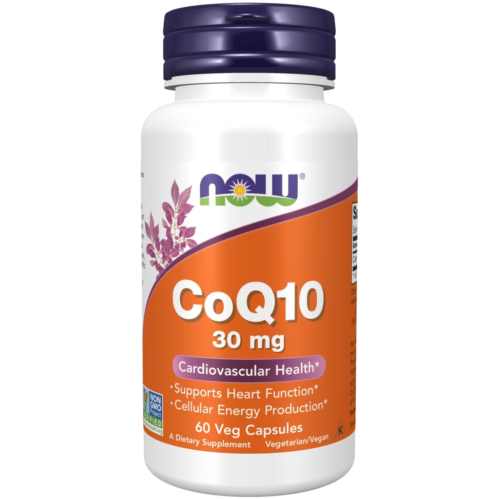 NOW Συμπληρώματα, CoQ10 30 mg, Φαρμακευτική Βαθμός, All-Trans Form που παράγεται με ζύμωση, 60 Veg Κάψουλες