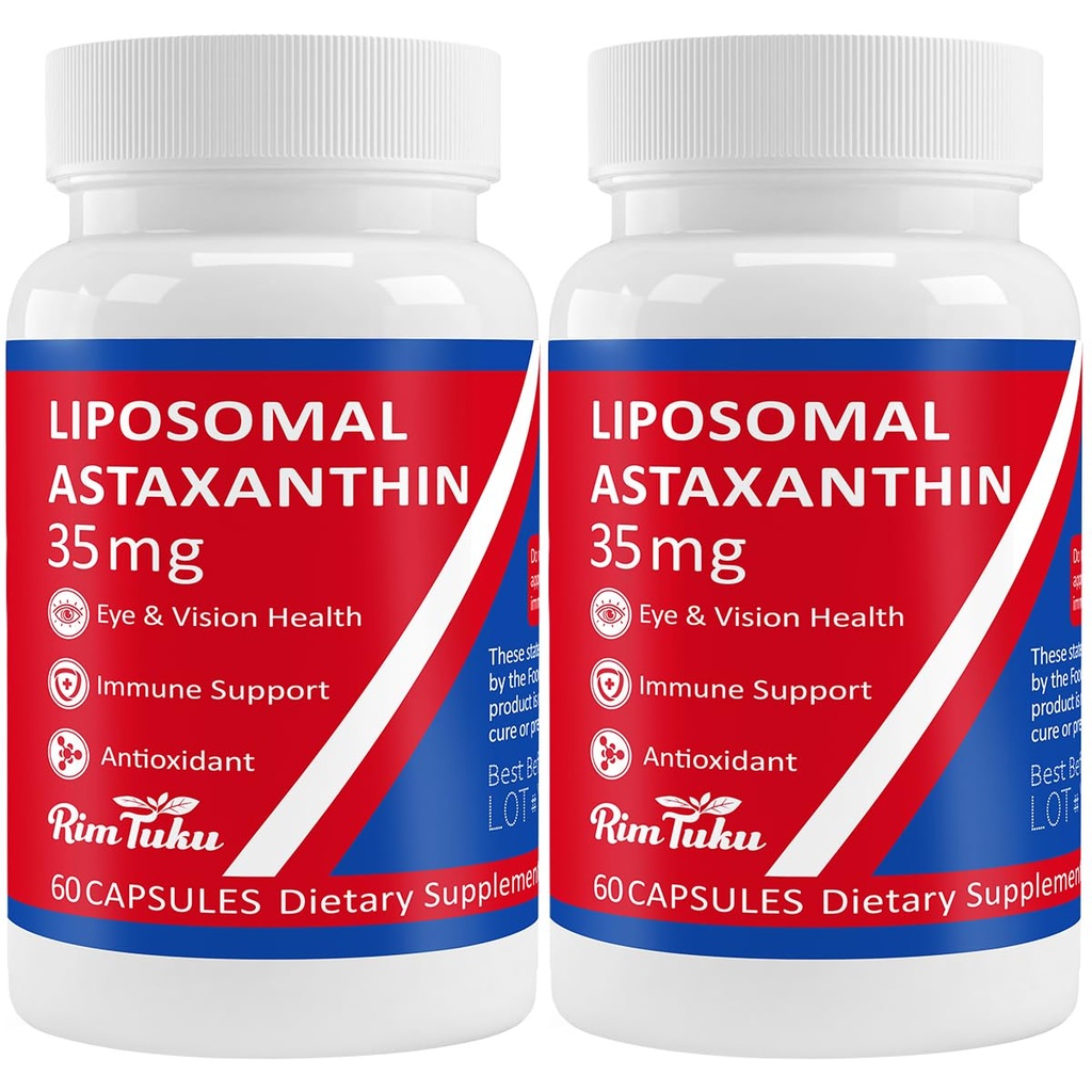 35mg Liposomal Astaxanthin Supplement - Skin, Joint & Eye Health için Güçlü Anti-Aging Formula - Pure Astaxanthin - Vegan, Non-GMO, 120 Capsules