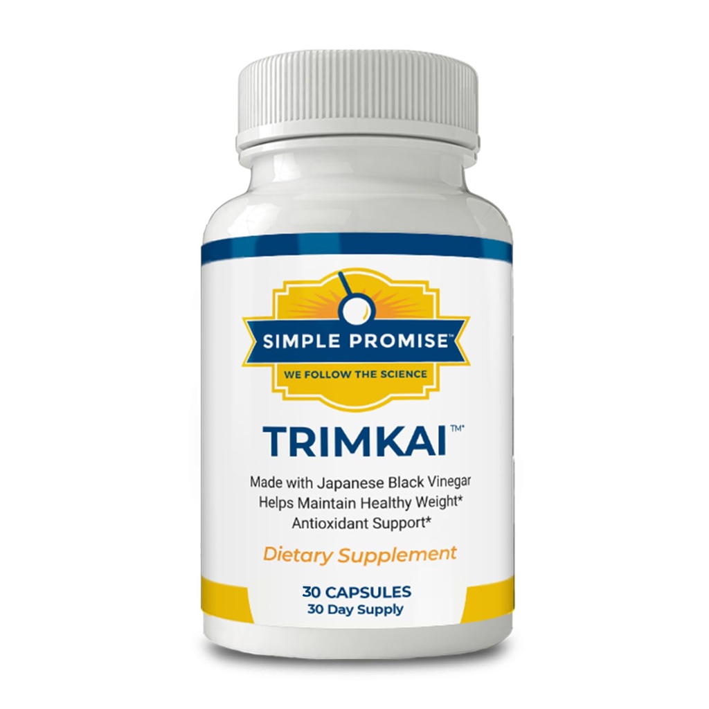 Simple Promise TrimKai - Japanese Black Vinegar Capsules for Metabolism Support - with Astaxanthin 12mg, Seaweed & Black Pepper Extract - Plant-Based Formula - 30 Capsules