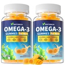 Omega-3 Gummies Supplement for Yetişkinler 40+: 1280 mg Vegan Omega3 Fatty Asit DHA EPA with Vitamin D3 K2 çinko Turmeric for General Health Support - Fish Oil Alternative for Women Men(120Count)