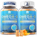 Fish Oil Omega 3 Gummies 1500 mg for Yetişkinler - EPA & DHA, COQ10, Red Yeast Rice - Wild Caught Omega 3 Fatty Acids Supplements for H Fatar-t & Brain - Sugar Free, Burpless, 120