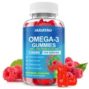 Vegan Omega-3 Gummies 1028 mg, Omega 3 Fish Oil Alternative for Yetişkinler w/EPA 400 mg & DHA 600 mg & Vitamin A, C, E Supports Brain, Eye & Immune Health, Sugar Free, Raspberry Flavor, 60 Count