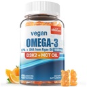 Vegan Omega 3 Gummies 1280 mg + Vitamin D3 K2 (MK7), Omega 3 Fish Oil Alternative for Yetişkinler, w/Algae EPA 600 mg & DHA 400 mg, MCT Oil - No Fish Taste - for Brain, Eye, Immune Health, Sugar Free, 1 Pack