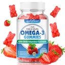Kadın ve Erkekler ve Çocuklar Omega 3 Supplements 1200 mg Vegan Omega 3 Fatty Asits DHA EPA Vitaminleri Destek Göz ve Beyin Sağlığı, Sugar Free, Strawberry Flavor 60 Count
