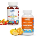 Halal Multivitamins for Kids (90 Count) & Halal Omega 3 Gummies for Adults & Kids (60 Count) - Non-GMO, Vegetarian, Gluten Free Halal Gummies