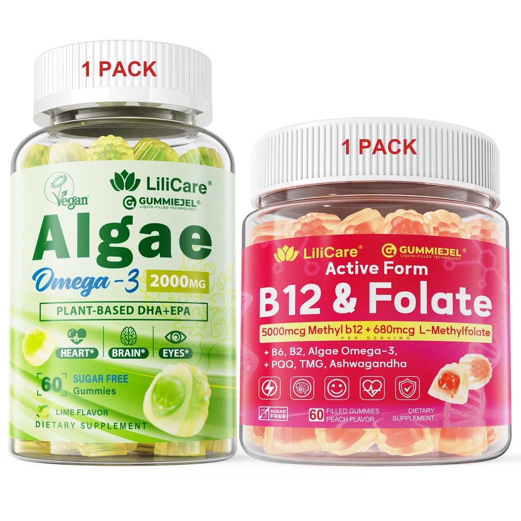 Grafik: Algae Omega 3 Gummies 1 Pack & Torch B12 + L-Methylfolate Gummies 1 Pack