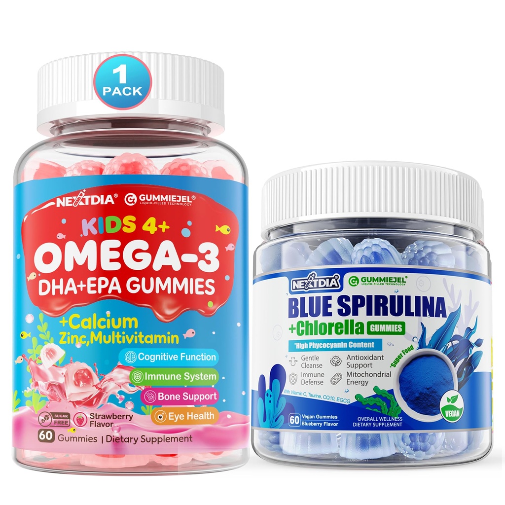 Omega 3 (EPA/DHA) Gummies + Organik Blue Spirulina Gummies