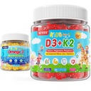 Çocuklar için D3 K2 Gummies 2 Pack + Omega 3 Gummies for Kids 2 Pack