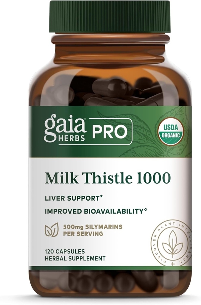 Gaia Herbs Pro Milk Butle 1000 - Liver Health Support Supplement* - Liver Cell Health Supplement* ile Silaktif Süt Butle Meyvesi - 120 Capsules (30 Hizmet)