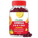 Lifeable Omega 3 6 9 Gummies | Vegan DHA Supplement | Fish Oil Alternative from Plantive Flaxseed Oil | Great Tasting Omega 3 Supplement | for Yetişkinler, Men & Women | 60 Gummies