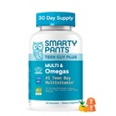 SmartyPants Teen Guy Plus Multi & Omegas Multivitamin Gummies with Omega 3 DHA/EPA, Vitamins D3, C, B12, B6, A, K, Zinc, Folate, Gluten Free, Clean Label, Pineapple Orange, 60 Gummies (30 Day Supply)
