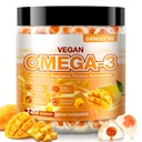 Vegan Omega-3 Gummies - Fish Oil Omega 3 Supplements Alternative for Yetişkinler - Algae DHA 600 mg & EPA 400 mg, Vitamin D3 K2 - No Fish Taste - for Brain, Eye, Immune Support - Sugar Free,120