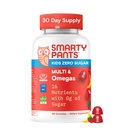 SmartyPants Kids Zero Sugar Multivitamin Gummies: Omega-3, Vitaminler D, C, A, Plant-Based, Gluten Free, Strawberry Banana Flavor, 60 Count (30 Day Supply)