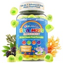 Sea Moss + Elder Gummies for Kids & Yetişkinler, 19-IN-1 Super Food with Spirulina, Algae Omega 3, Algaeuba, Ashwagandha, Mushroom, Vitamins D3, C for Immune, Gut, Bone, Energy, Brain,Vegan 60Cts