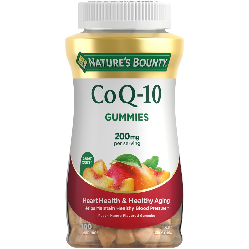 Nature's Bounty CoQ10 Gummies, Supports Heart Health, CoQ10 200 mg, Peach Flavor, 100 Coun