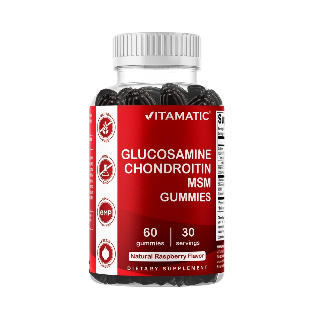 Vitamatic Glucosamine Chondroitin Gummies με MSM & βιταμίνη Ε – Κοινή Φόρμουλα Υποστήριξης – 60 Pectin-based Vegan Gummies