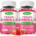 Omega-3 Gummies Potent Algae Omega Source, Boost Brain, Eye & Immune Function, with DHA and EPA Vegan & Sugar Free, Strawberry Flavor, 120 Kont
