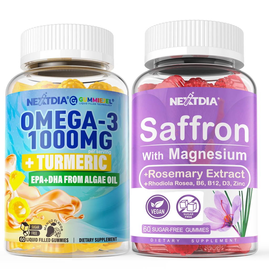 Vegan Omega-3 1000mg + Turmeric, Saffron Supplements Gummies