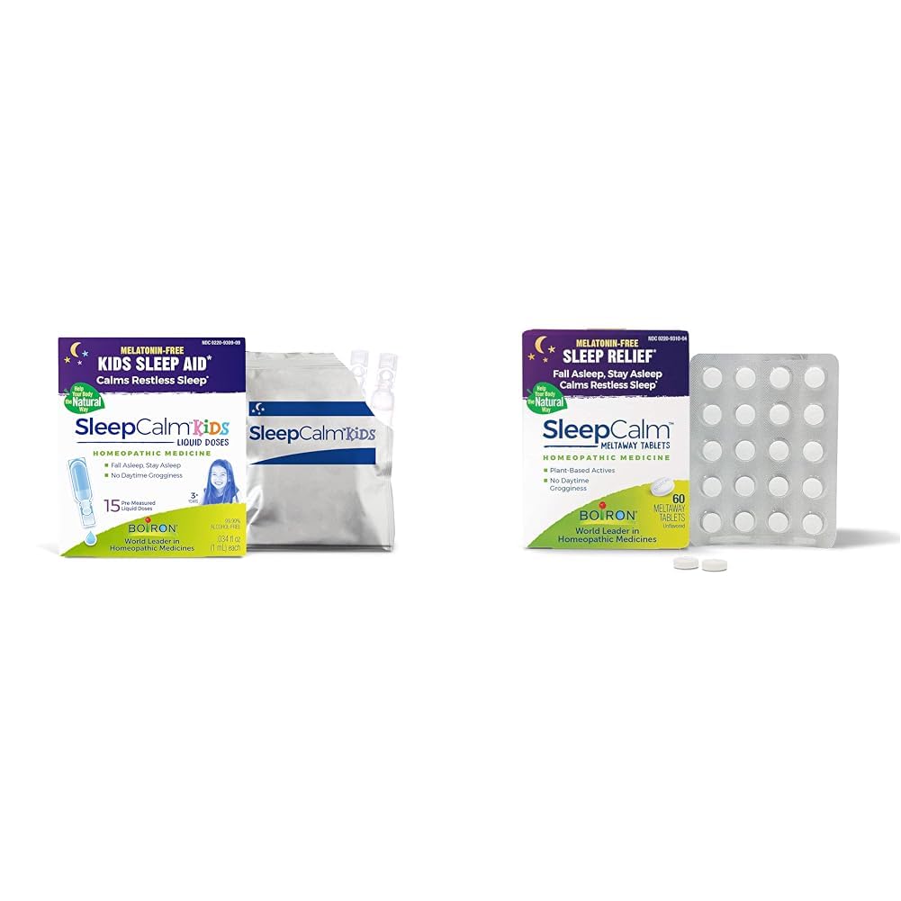 Boiron SleepCalm Παιδιά Υγρές Δόσεις και SleepCalm Meltaway Δισκία Δέσμη για Βαθύ, Χαλαρωτικό, Ξεκούραστο Νυχτερινό Ύπνο