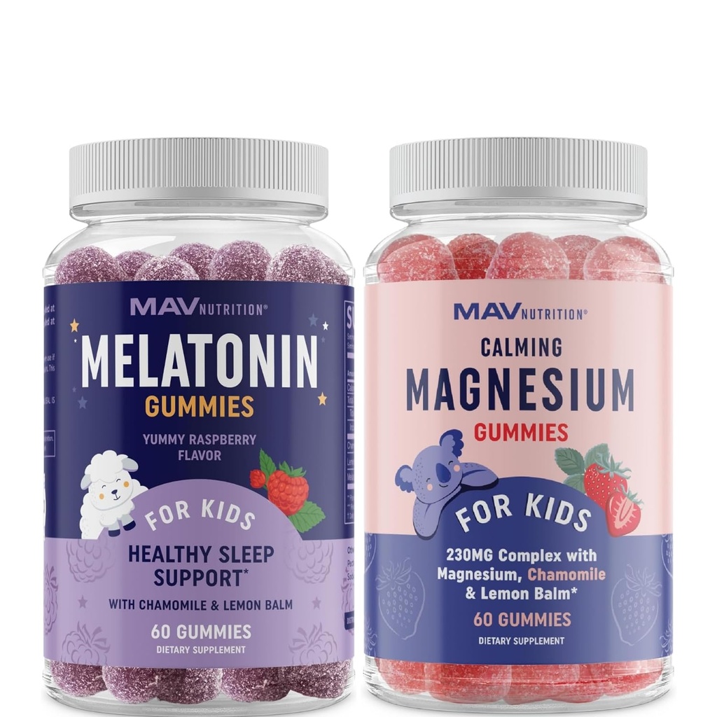Magnezyum Calming Gummies ve Melatonin Gummies for Kids | Relaxation, Sleep & Wake-Sleep Cycle Support with Chamomile & Lemon Balm | 60 Gummies Her Her Şey