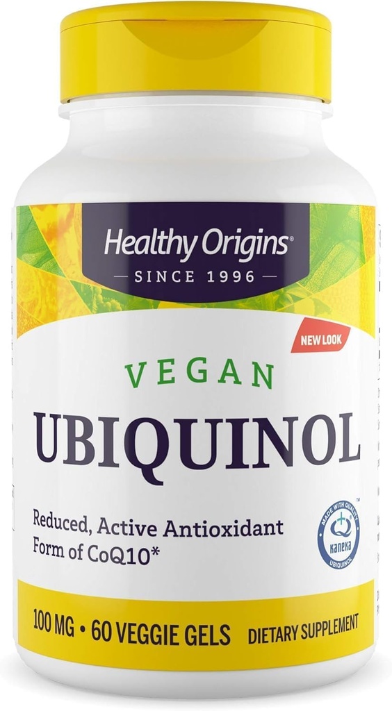 Υγιεινή προέλευση Vegan Ubiquinol (ενεργή μορφή CoQ10), 100 mg - Kaneka Ubiquinol συμπληρώματα για την καρδιακή υγεία & αντιοξειδωτική υποστήριξη - Gluten-free & non-GMO συμπλήρωμα - 60 Veggie Gels