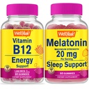 WellYeah Βιταμίνη B12 1000mcg + Μελατονίνη 20mg, Gummies Bundle - Μεγάλη γεύση, συμπλήρωμα βιταμίνης, χωρίς γλουτένη, GMO δωρεάν, Μασώμενο Gummy