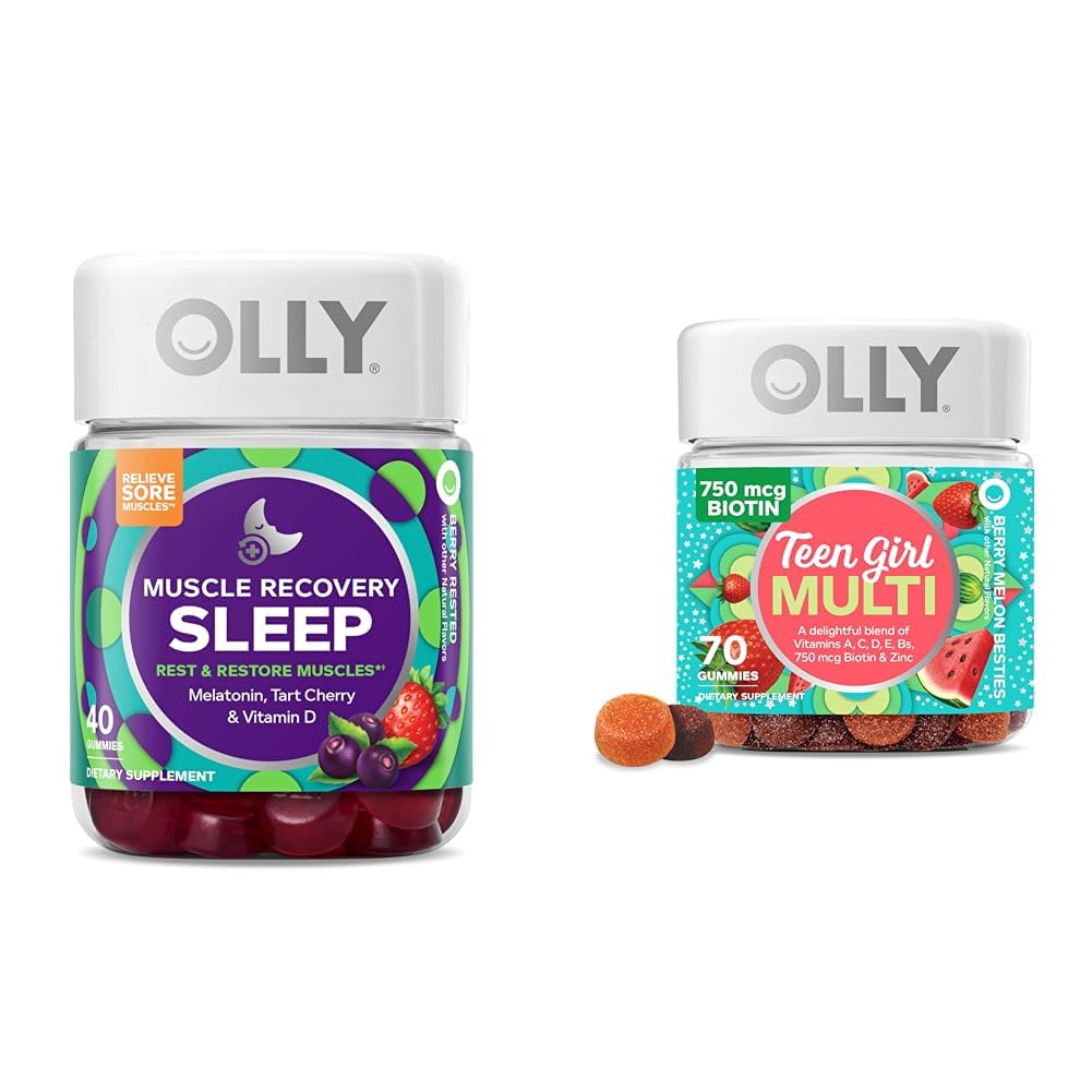 OLLY μυών αποκατάστασης ύπνου Gummies 40 κόμης και Teen Girl Multi Gummy, βιταμίνες, 70 κόμης