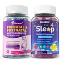 Kadınlar için Şeker Ücretsiz Prenatal Vitaminler 2 Pack + Çocuklar Uyku Gummies 2 Pack