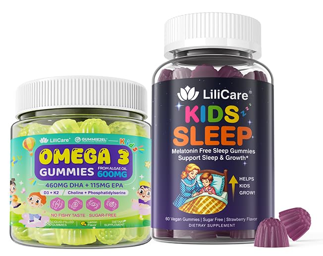 Kids Omega-3 Gummies 1 Pack, Kids Sleep Gummies - Magnesium Glycinate 2pack