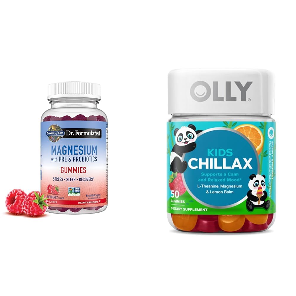 Garden of Life Magnesium Gummies for Stress & Sleep + OLLY Kids Magnesium Gummies for Calm, 60 + 50 Count