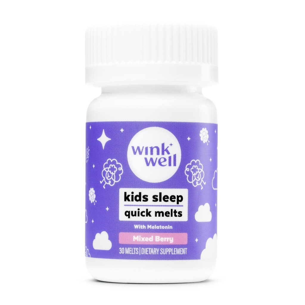 Wink Well Kids Melatonin Chewable Melts-Sleep Aid Chews with Melatonin 1mg- Quick Deep Toddler Sleep Aid, Drug-Free-Fast, Non-Habit-Forming Child Melatonin Dissolve Tabletleri- 30 Melatonin