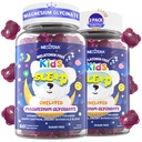 Kids Sleep Gummies NO Melatonin - Magnesium Glycinate Gummies + Saffron, GABA, Berry & Nut Superfood, Sugar Free Nighttime Sleep Aid & Calm for Kids 4+ Teens, Relaxation, Brain & Muscle, 2Pack