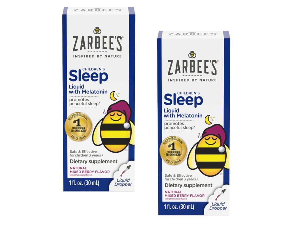 Zarbee's Naturals Παιδικό υγρό ύπνου με μελατονίνη Φυσικό άρωμα μούρου - 1 oz, συσκευασία των 2