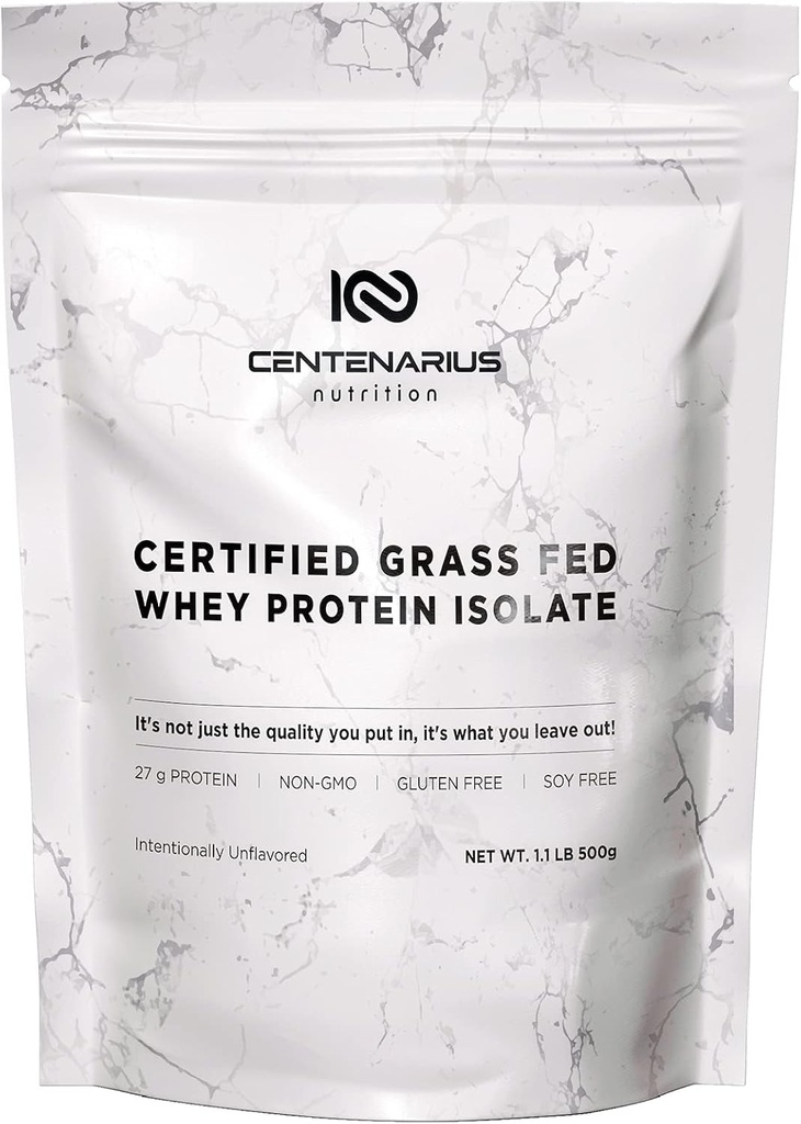 Centenarius Beslenme Çimleri Fed Whey Protein Unflavored Toz 500g ile Doğal Deri Asitleri Optimize Edilmiş Kas Büyümesi, Kurtarma ve Verimlilik - Soğuk Filtrelenmiş, Katkılar veya Hormonlar