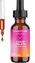 Pink Stork Liquid Folate Drops – 5-MTHF Mefolate B9 Vitamin | Kadınlar için Sıvı Folic Asit Alternatif | Prenatal Folate, Non-GMO, Vegan, Sublingual Mefolate Supplement | 2 fl oz