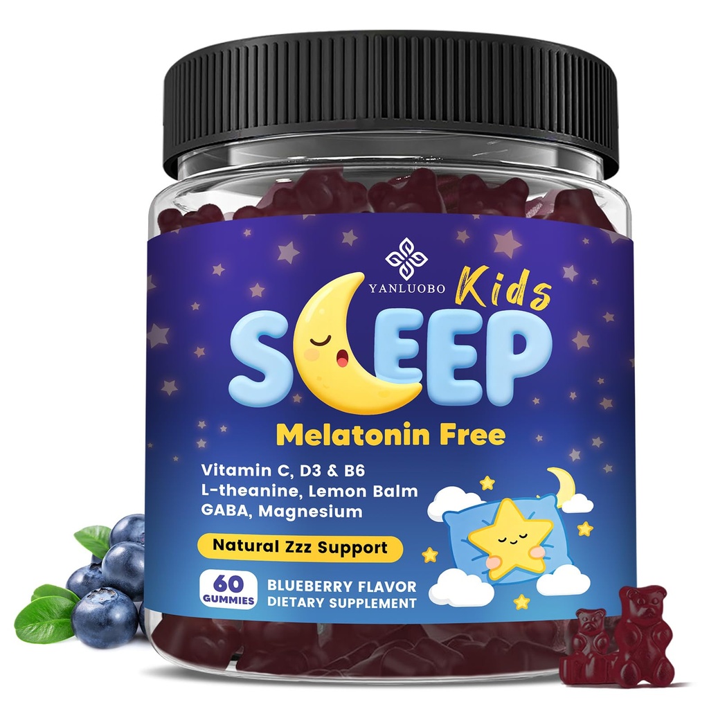 Παιδιά Κοιμούνται Gummies Μελατονίνη Δωρεάν - με Μαγνήσιο Γλυκινικό, Λέμον Μπαλμ, L-Θεανίνη & GABA - Χαλαρωτική χαλάρωση, Υποστήριξη Φυσικό Ύπνο, Ήσυχο Νου - Berry Γεύση, Μη Χαλαρωτικό σχηματισμό
