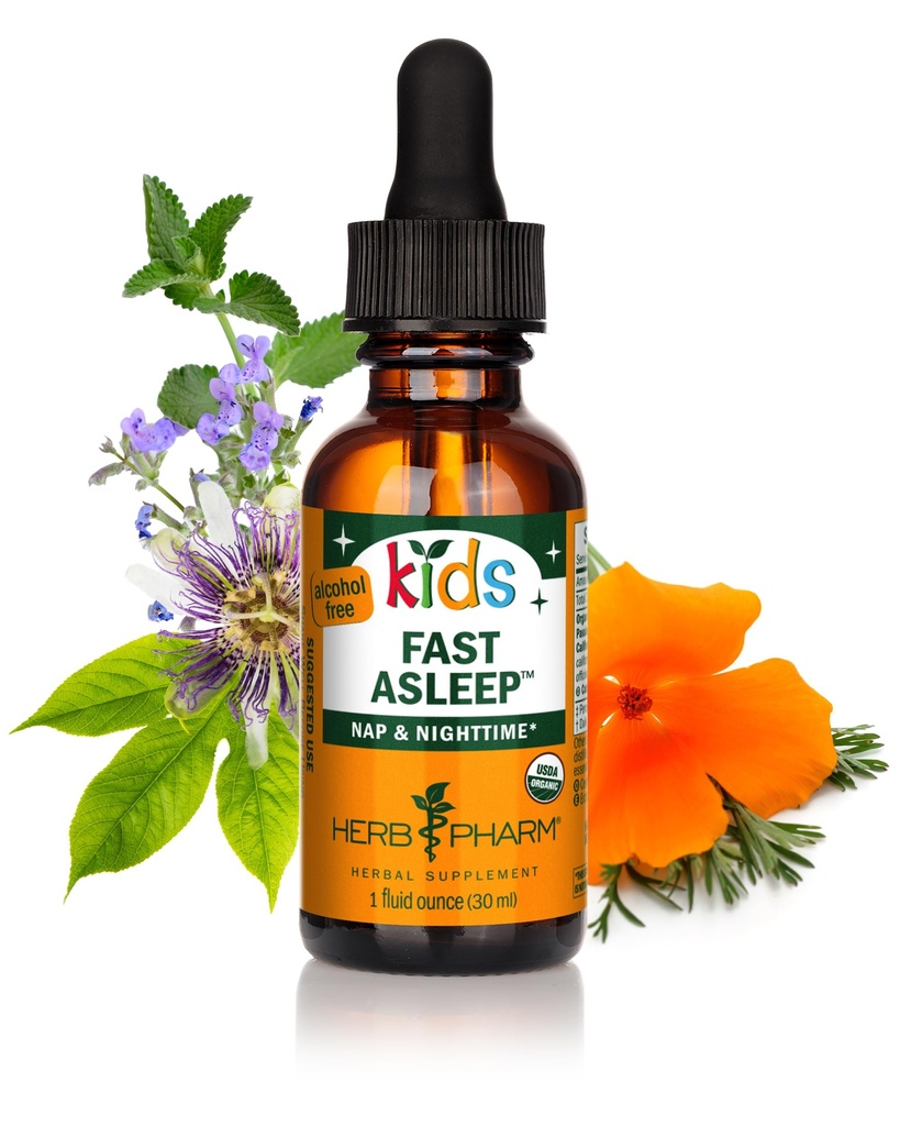 Herb Pharm Kids Fast Asleep™: Sleep Support Herbal Extract, Sugar-Free, Alcohol-Free, Herbal Supplement for Kids, Nap & Nighttime Support, Non-Bitter, Up to ~132 Servings Per Bottle, 1 oz*