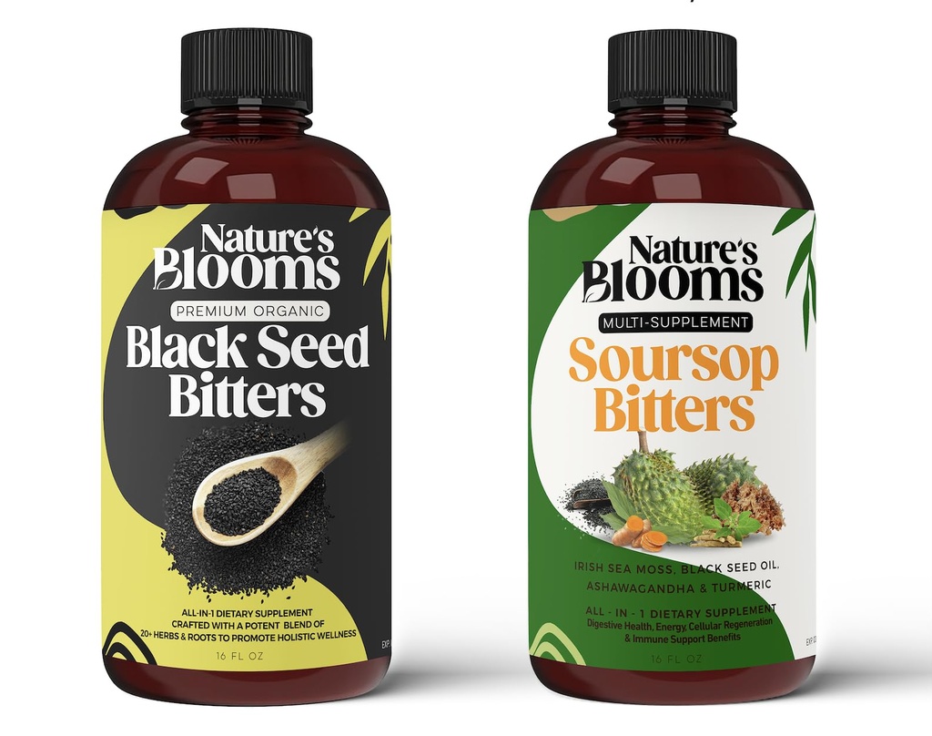 Nature's Blooms Soursop & Black Seed Bitters Bundle, 16 oz Each, 2 Bottles