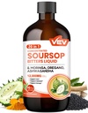 VEV Soursop Bitters Liquid, Graviola Extract Sugar-Free Formula, 20 IN 1, Black Seed, Moringa & Oregano, Digestive Health & Immune Function, Stress Relief, Sleep Support, Vegan -16 oz