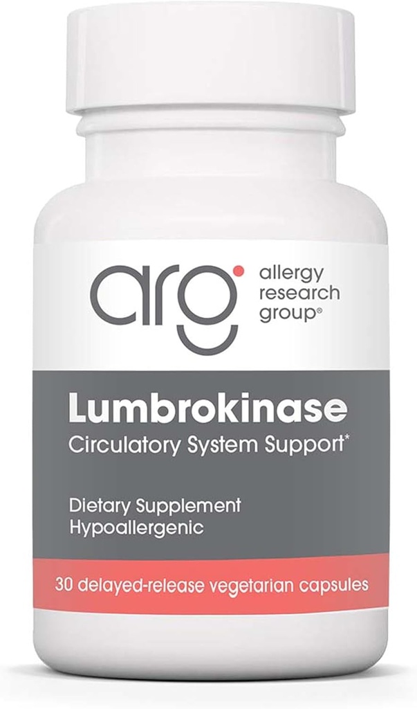 Allergy Research Group Lumbrokinase Supplement - Υποστήριξη Κυκλοφορικού Συστήματος, Υποστηρίζει Κυκλοφορία Αίματος Ήδη στην Κανονική Σειρά - 30 Καθυστερημένες Κάψουλες Κυκλοφορίας