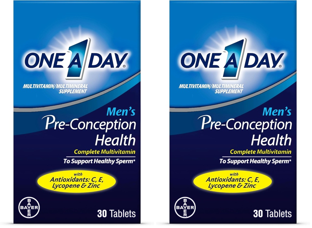 A Day Men's Pre-Conception Health Multivitamin to Support Sağlıklı Sperm, C vitamini olan Erkekler için Supplement,Vitamin E,Selenium,Zinc,and Lycopene,30 (Pack of 2)